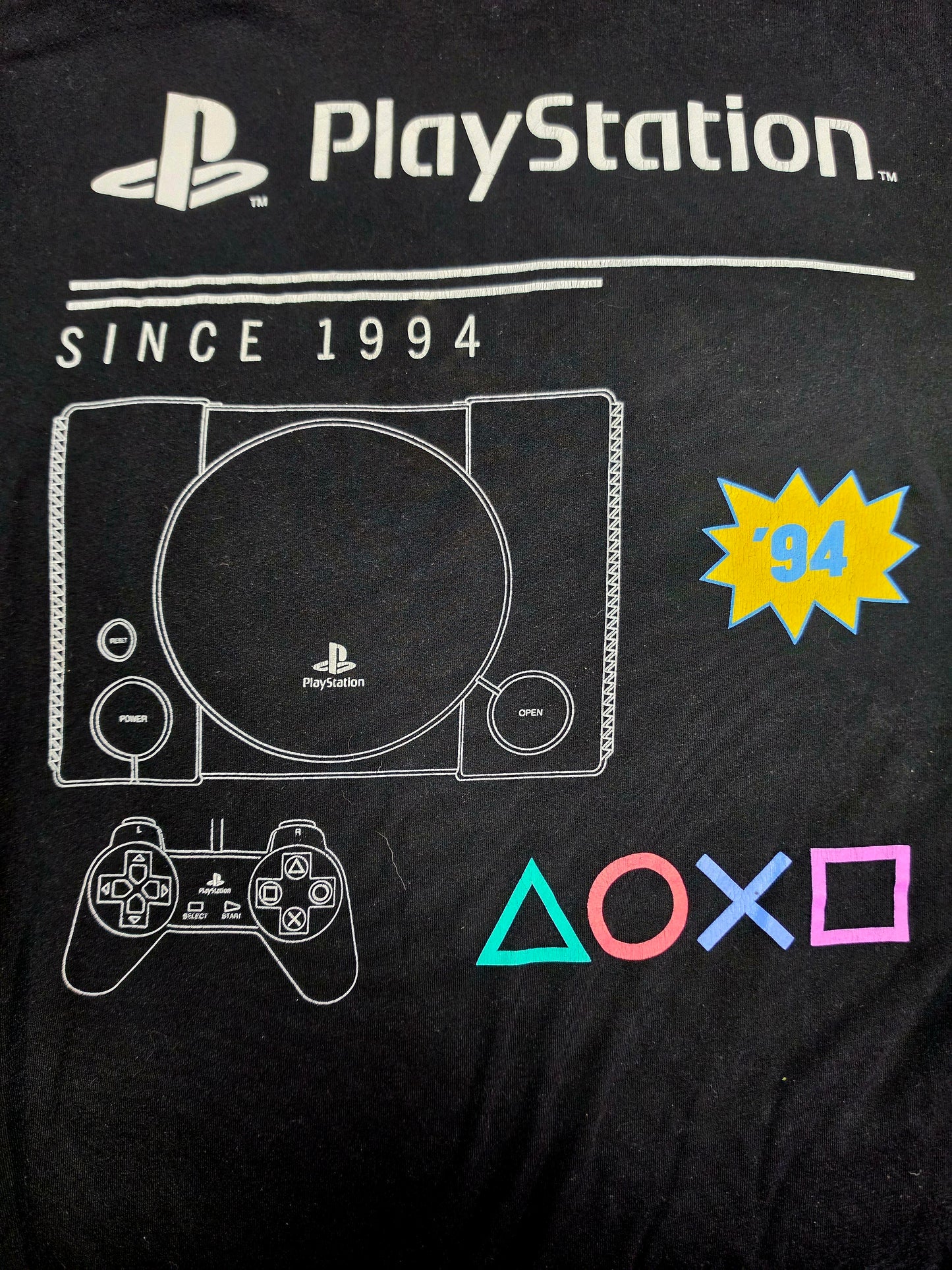Official Playstation One 94' Retro Graphic Black T-Shirt