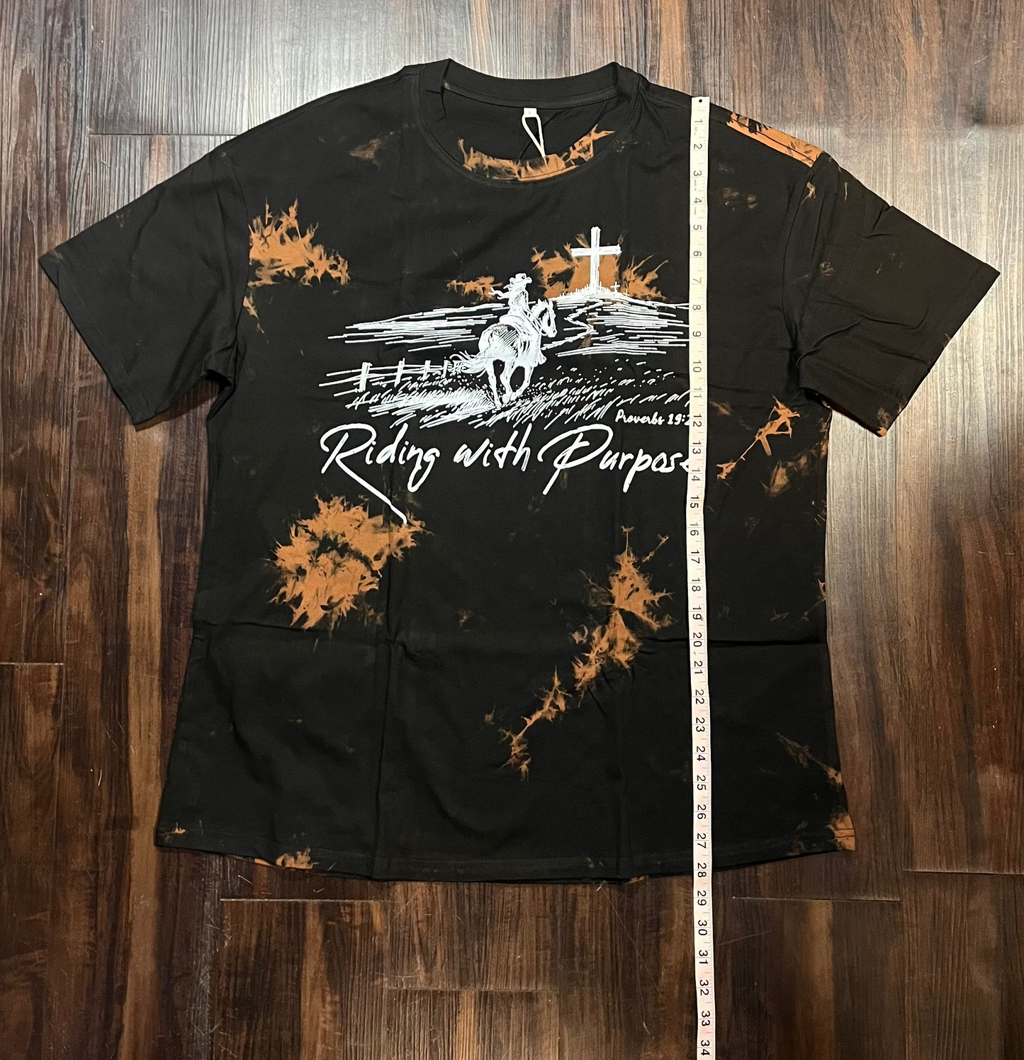 Riding with purpose religious "Bleached" black t shirt - NWT Size: Large