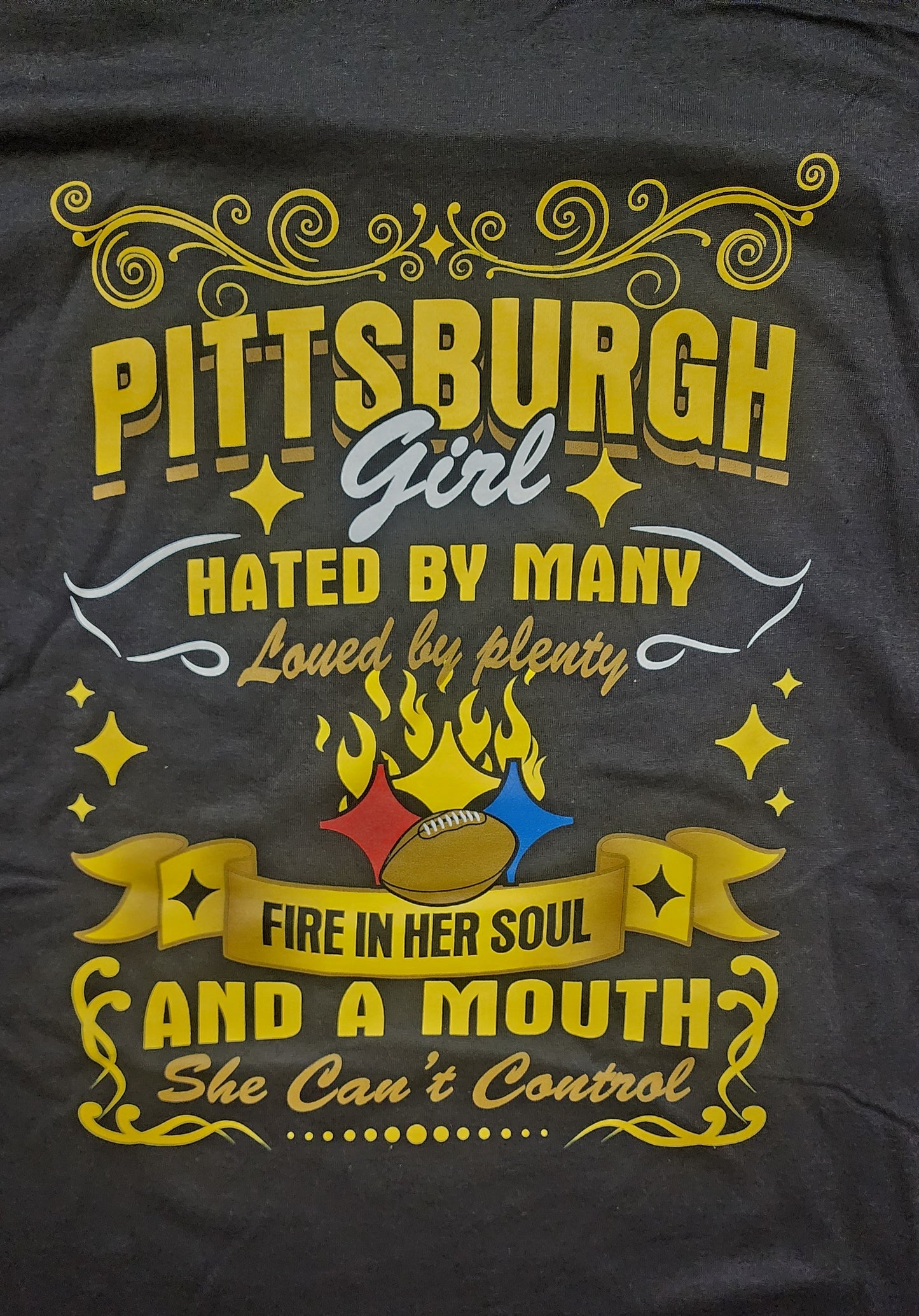 Pittsburgh Girl T-Shirt "Hated by many loved by plenty, Fire in her soul and a mouth she cant control."