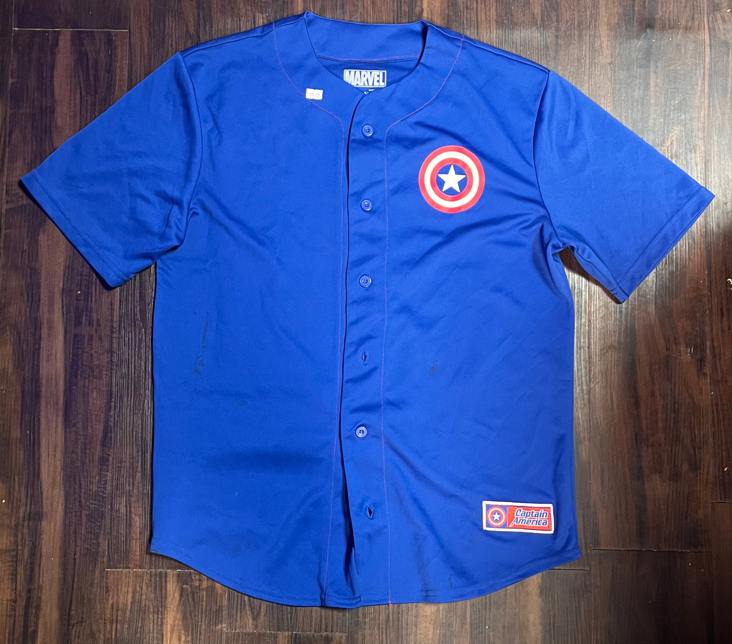 Captain America  button up baseball style jersey Size: Small