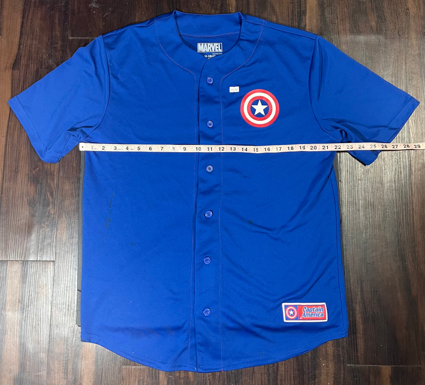 Marvel's Captain America Blue button up baseball style jersey Size: Medium