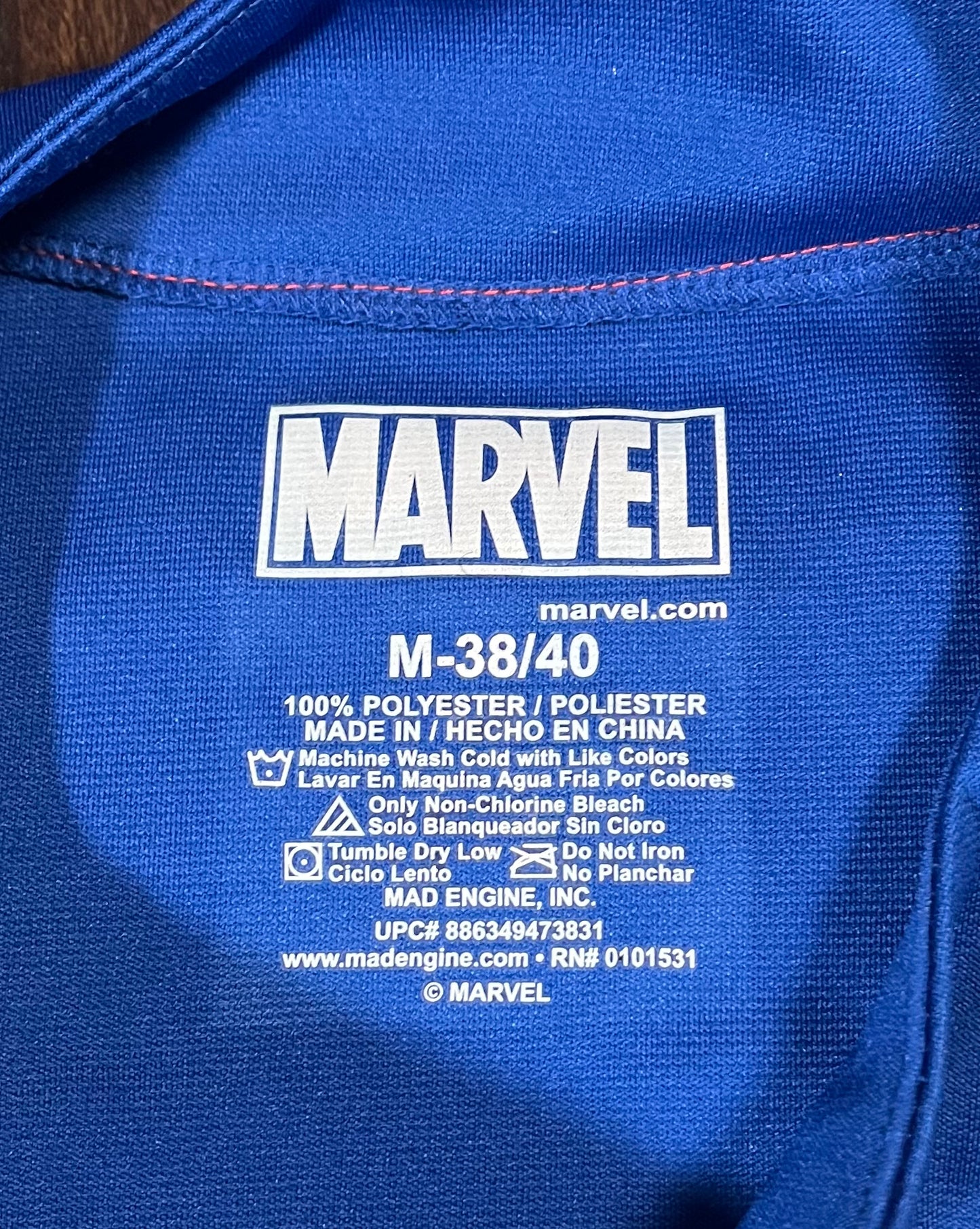 Marvel's Captain America Blue button up baseball style jersey Size: Medium