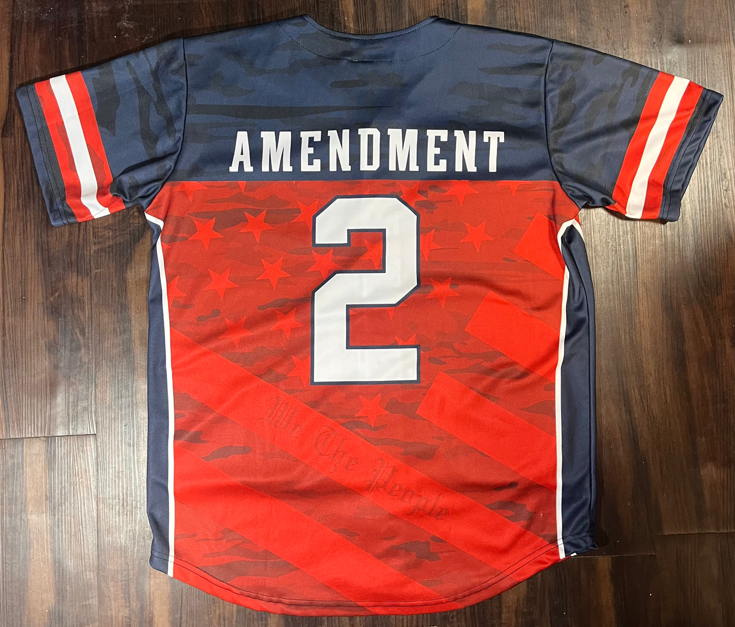 U.S.A. Red, White and Blue 2nd Amendment jersey style jersey Size: XL