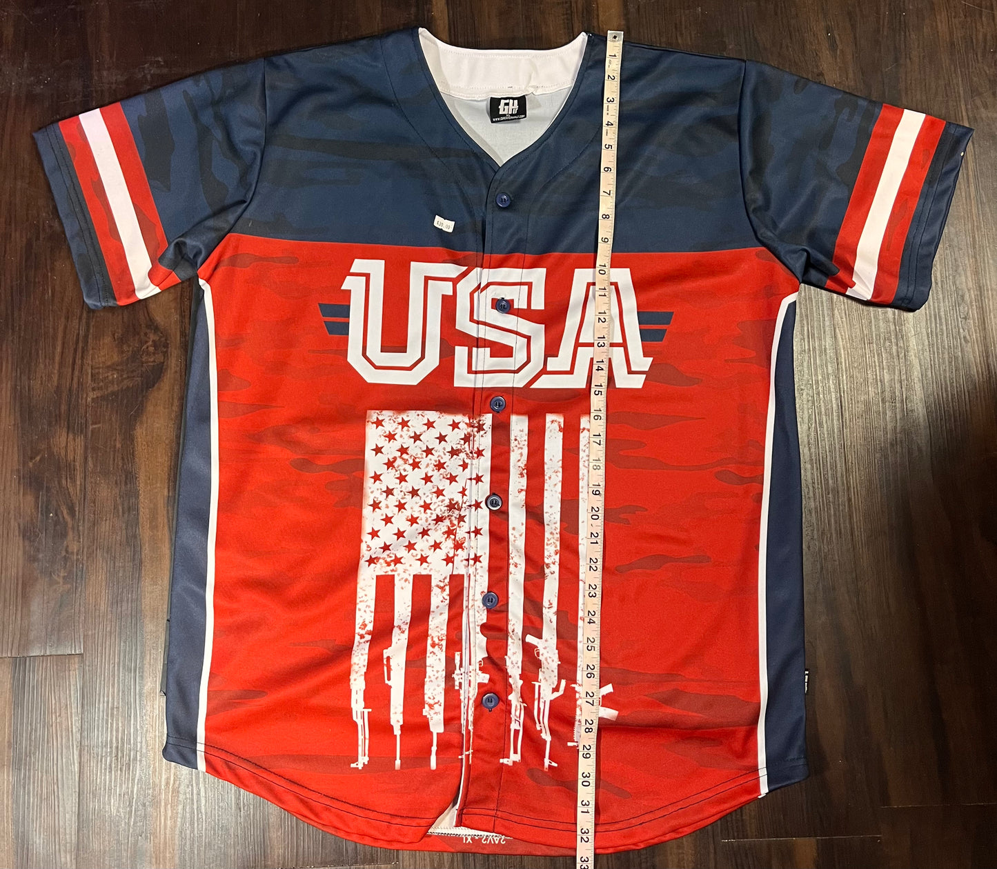 U.S.A. Red, White and Blue 2nd Amendment jersey style jersey Size: XL