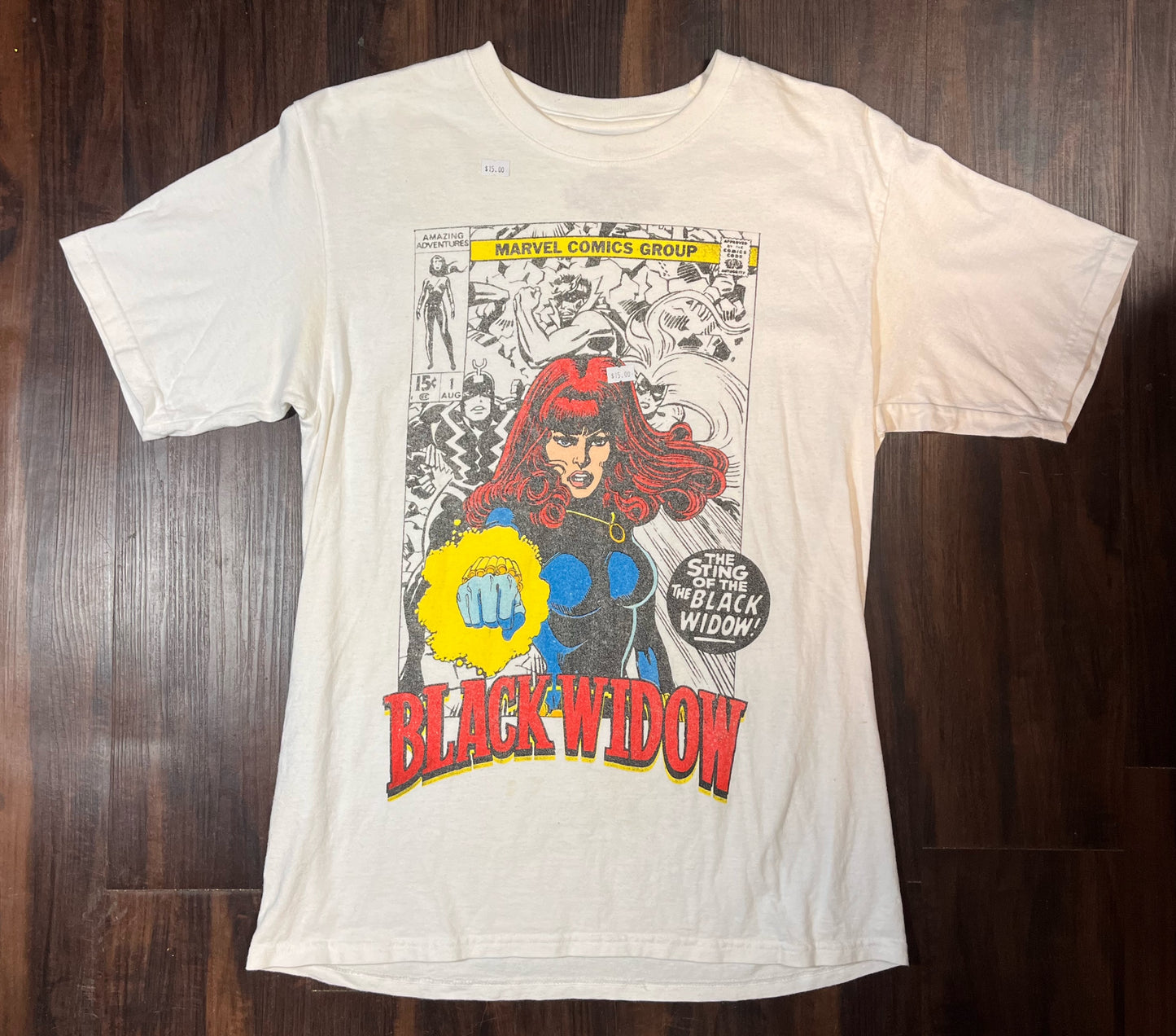 Marvel Black widow vintage comic book look graphic T-shirt Size Medium