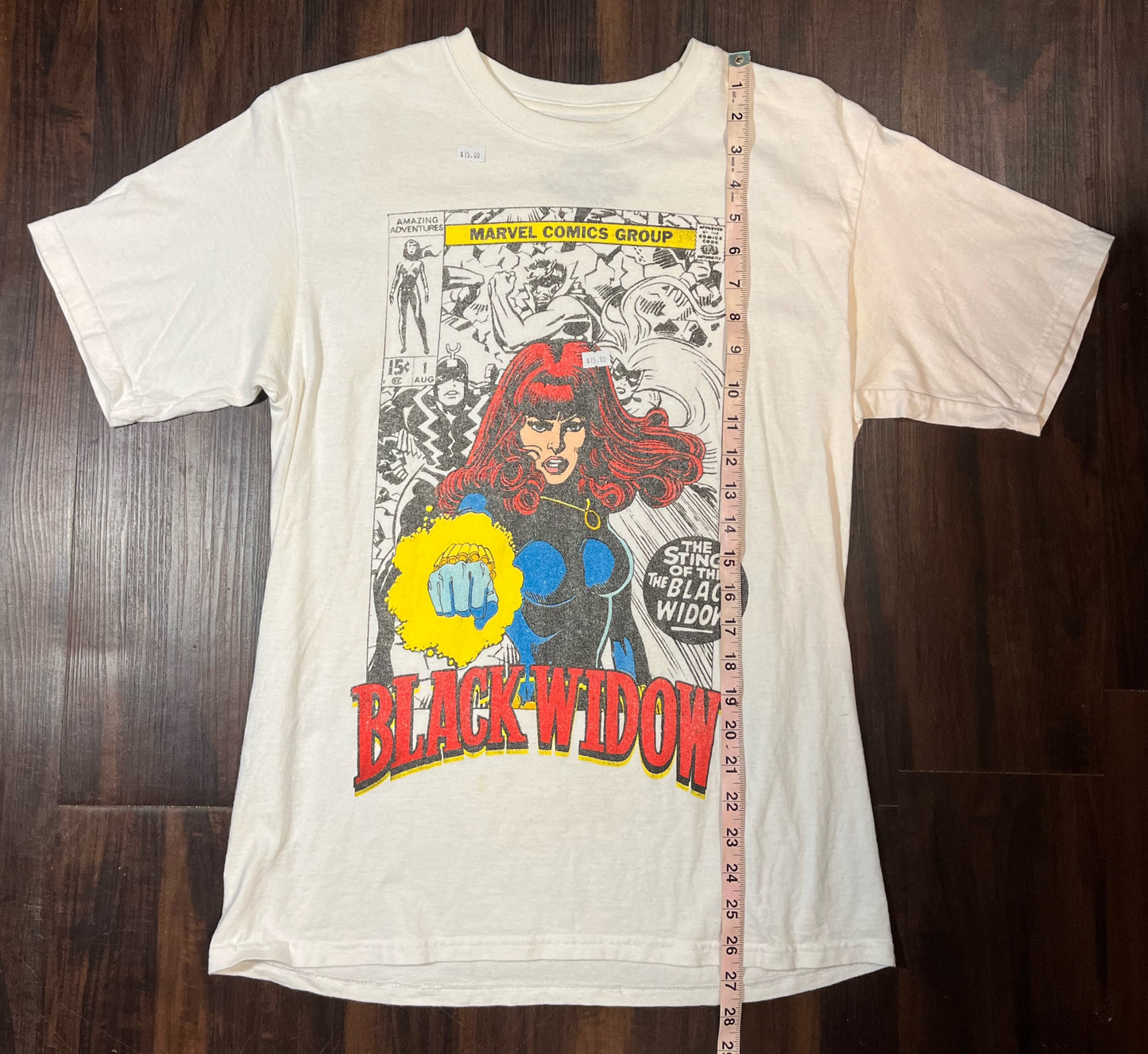 Marvel Black widow vintage comic book look graphic T-shirt Size Medium