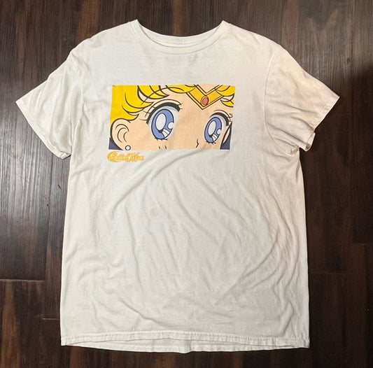 Sailor Moon Officially Licensed Anime Her Eyes White Graphic Tee T-Shirt - Size: Medium