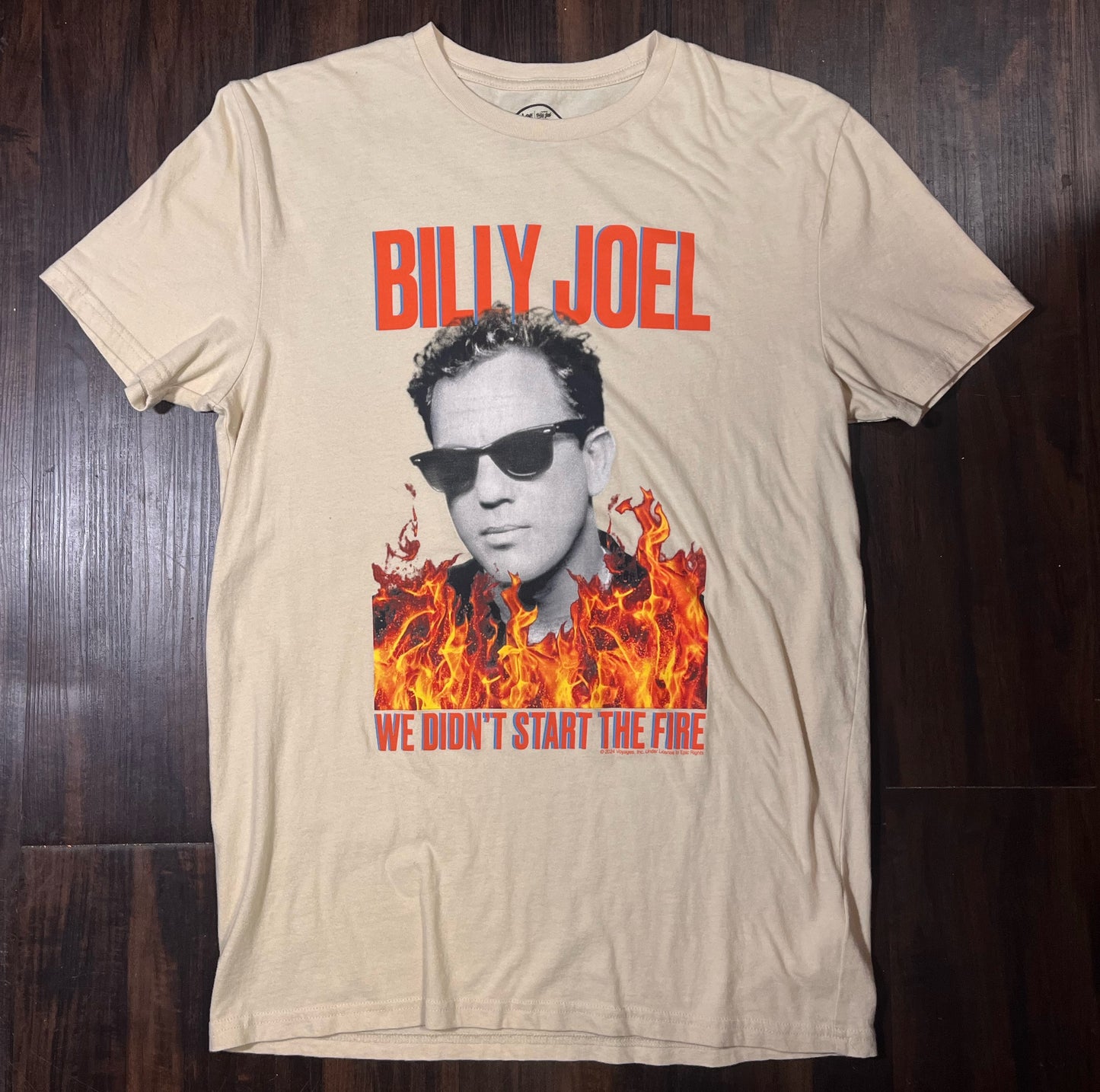 (SOLD) - Billy Joel Sm Lee’s Band Cotton T-Shirt Tan We Didn’t Start The Fire Size: Small