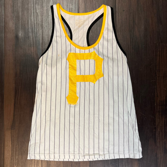 Pittsburgh pirates white with black strips sparkles P tank top Size: Small