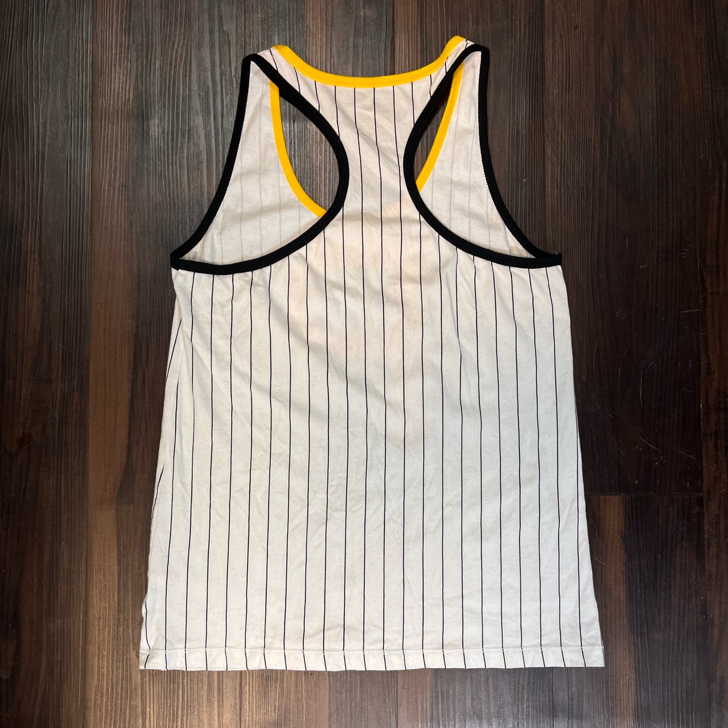 Pittsburgh pirates white with black strips sparkles P tank top Size: Small