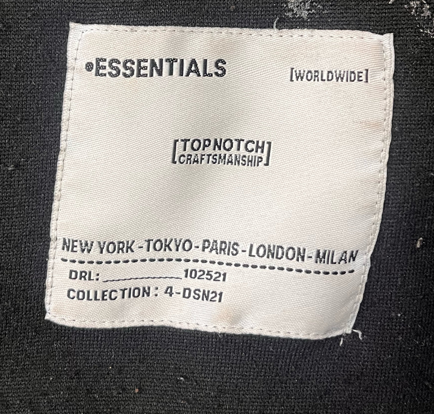 Essentials black crew neck( logo on the back) Size: M