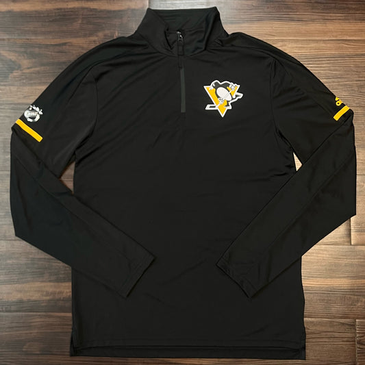 Penguins Adidas NHL  Black quarter zip with logo on chest Size: Small