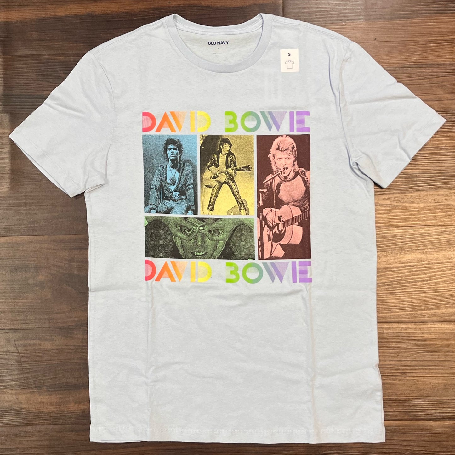 David Bowie Light blue Rock band Tee Size: Small