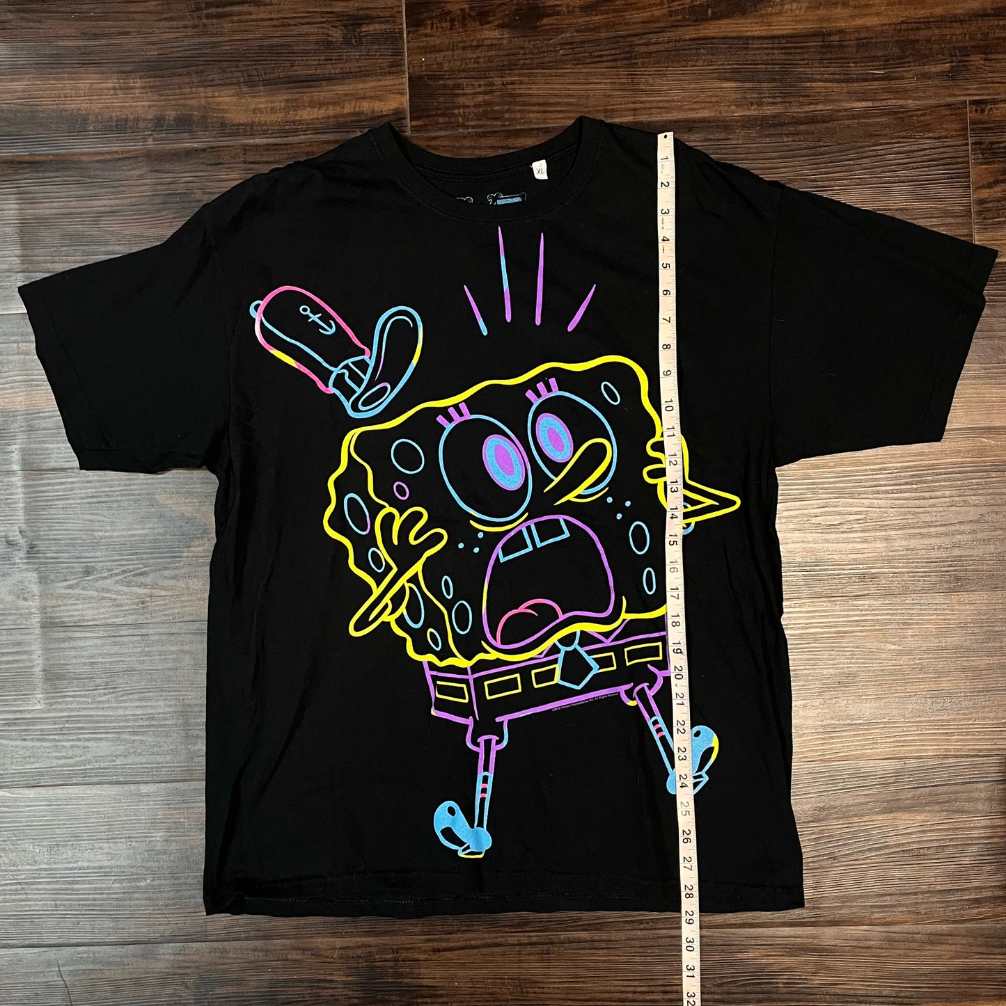 SpongeBob SquarePants MF Brand Black Neon Men's Graphic T-Shirt Size XL