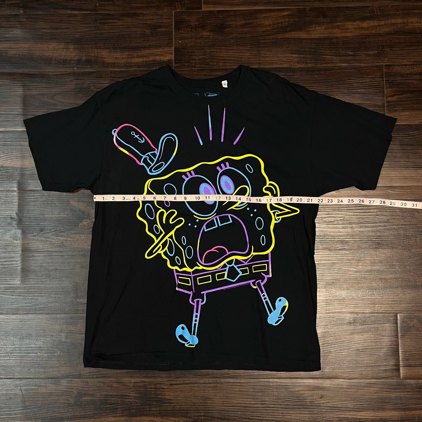 SpongeBob SquarePants MF Brand Black Neon Men's Graphic T-Shirt Size XL