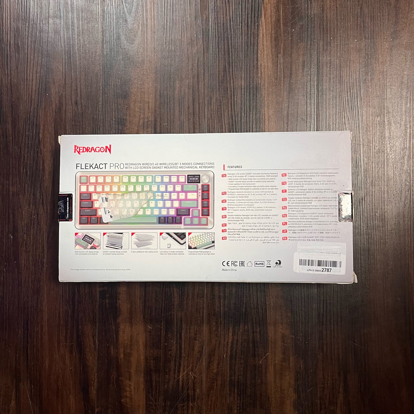 Reddragon Castor K631 Wired RGB Mechanical Gamer Keyboard 68 Keys Gray white