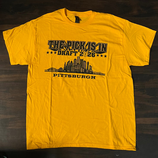 Pittsburgh Draft  2026 T-Shirt Yellow/Gold  (Various sizes - Limited quantity)